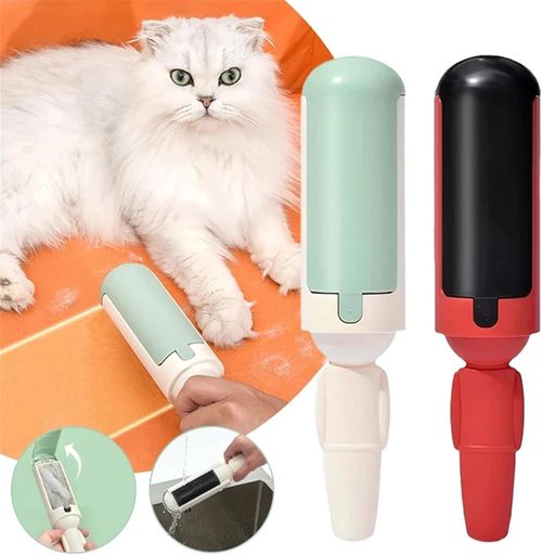 Pet Hair Remover,Clothes Multi-Purpose Brush Cat Dog Hair, Roller Sticker Self-Cleaning Lint Hair Remover ﻿(Red)