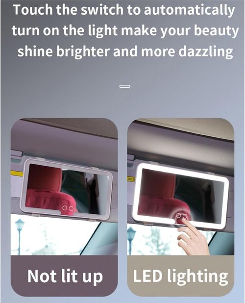 Sun Visor Vanity Makeup Mirror HD LED Dislay Touch Control Three Color Temp Modes 2500-5600K For Most Vehicle Sunshades