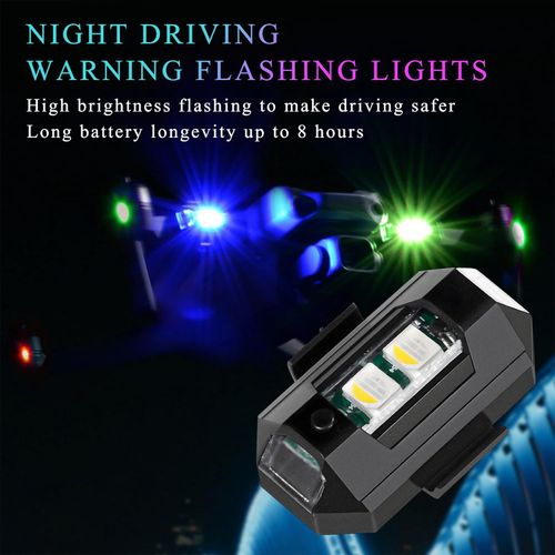 Mini LED Strobe Lights, 7 Colors USB Charging LED Anti Collision Flashing Light, High Brightness Waterproof Aircraft Drone Strobe Lights for Car Motorcycle Bike