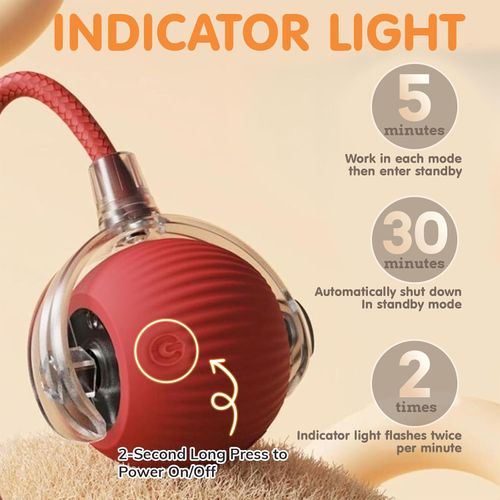 Durable Interactive Cat Toys for Indoor Cats, Smart Automatic Cat Chase Ball Toy, Upgraded Speedy Tail Kitten Toy for Bored Indoor Adult Pets (Red)