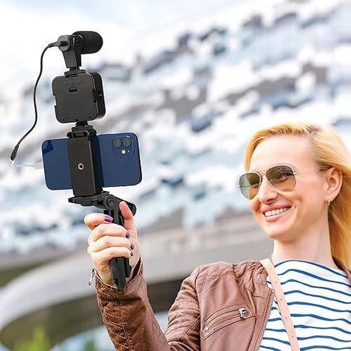 Smartphone Vlogging Kit With Tripod Phone Holder Mini Microphone LED Fill Light Starter For TikTok Live Stream Video YouTube