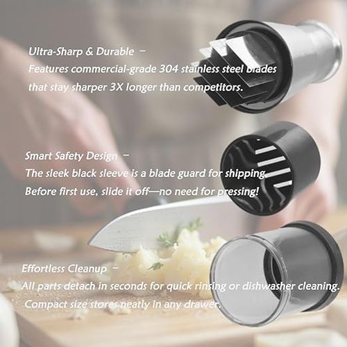 Manual Garlic Chopper Garlic Crusher Pressing Handheld Food Chopper Slicer Vegetable Cooking Crusher Stainless Steel for Food Enthusiasts and Cooking Staff