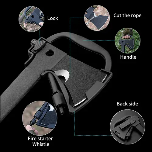 Camping Hatchet and Survival Gear – Lightweight hatchet featuring an integrated wood saw and magnesium fire starter (Black)