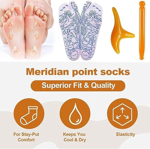 Foot massage socks for pain relief and acupressure point stimulation.