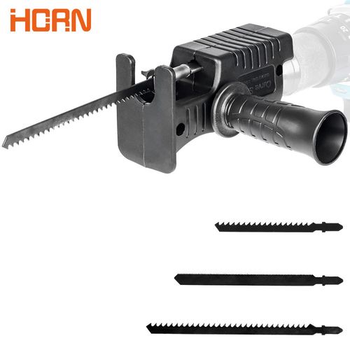 Electric Drill to Reciprocating Saw Adapter, Wood Cutting with 3 Blades
