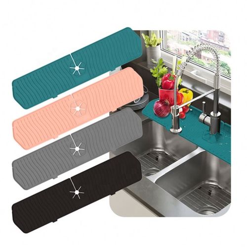 Large Size Kitchen Silicone Drying Countertop Mat Quick Drying Silicone Mat Sink Faucet Splash Guard