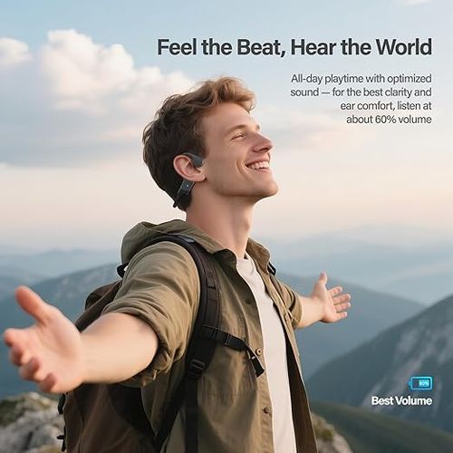 New Bone Conduction Headphones, Open Ear Bluetooth 5.4, Lightweight Skin-Friendly, IPX5 Sweat Resistant, 12Hrs Playtime Sports Wireless Earbuds with Built-in Mic for Running, Gym, Cycling, Outdoor