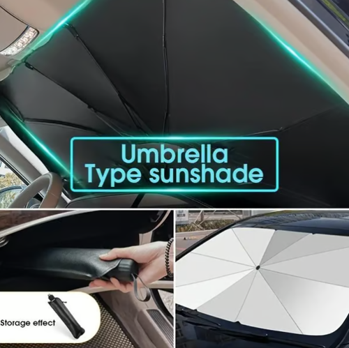Car Windshield Sunshade Umbrella, Portable Auto Interior Front Window Heat Insulation Protector Cover, Vehicle UV Rays Blocker Camping Accessory Keep Car Cool for SUV, Sedan (Small)