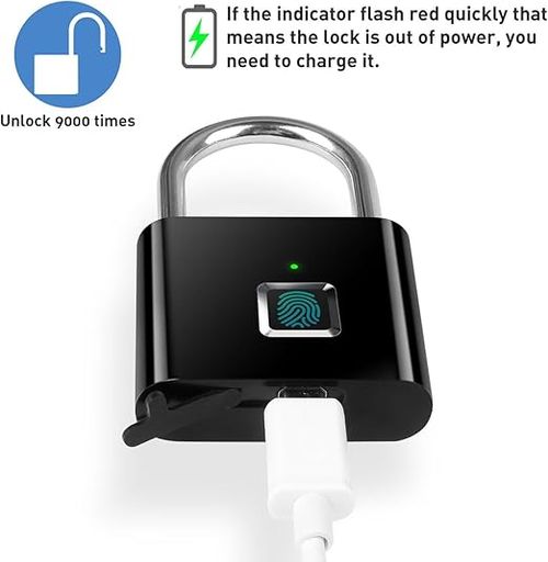 The AICase ultralight one-touch fingerprint lock supports USB charging and is suitable for gyms, sports venues, school staff lockers, fences, suitcases, bicycles, etc. No app or Bluetooth is required, making it easy to use.