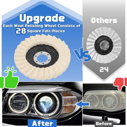 Wool Flap Buffing Wheel Pad Wool Polishing Wheel Felt Polishing Flap Discs 5 inch for Angle Grinder, Stainless Steel, Marble, Stone, Furniture, Car Wax for Surface Finishing and Restoration