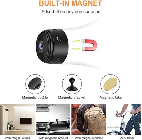 2026 New Upgrade Magnetic Mini Watcheye Security Cam, 1080P Wireless Surveillance Cameras with Motion Detection, HD Night Vision & Smartphone App for Home, Indoor, Outdoor (Black)