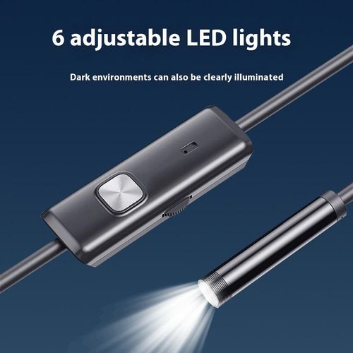 7.0mm 3 in 1 Endoscope USB Flexible Car Pipe Inspection Borescope Camera HD with 6 LED Lights Support Type-C Phone Tablet PC Device,2m