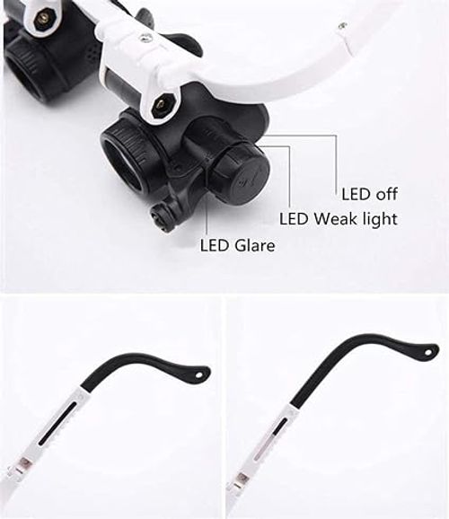 Magnifying Glasses 8X 15X 23X Magnifier LED Headband Glass Eye Magnifying Repair Tool Watchmaking Coin Stamp Currency Book Errors Jewelry Necklace Magnifier Glasses Beading Biology Loupe Microscope