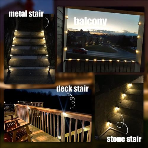 Solar Garden Lights Solar Deck Lights Outdoor Waterproof Led for Stairs Yard Patio Landscape Lighting(Black)(Pack of four) (Warm light)