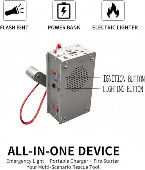 Portable High Power Hand Crank Generator 1000Mah Mini Emergency Power Supply Equipped with LED Lighting for Outdoor Camping, Hiking, Emergency Charging