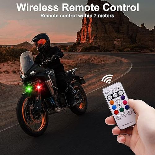 4PCS Wireless LED Strobe Lights with Remote Control, 8 Colors USB Charing Waterproof Anti-Collision Led Emergency Warning Lights for Car Motorcycle Drone Aircraft Bike