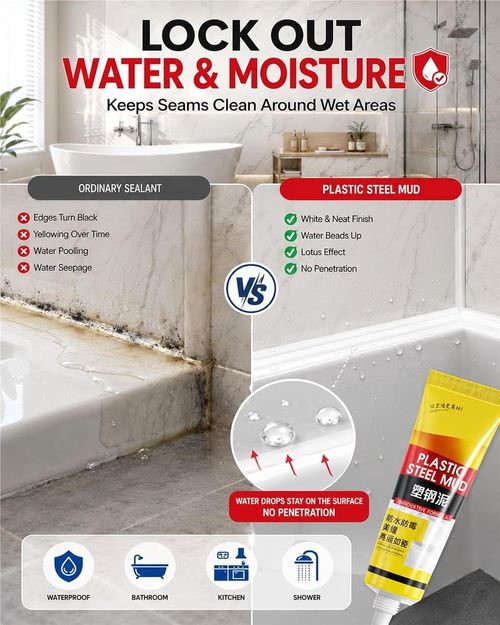 Flexible Kitchen & Bath Waterproof Caulk Sealant, 5X Strong Adhesion Anti-Crack Fast Water Resist Squeeze Tube Sealer