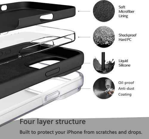 Silicone Case with Soft Microfiber Lining for iPhone 15 Pro Max (Black) (Please select your phone model before ordering)