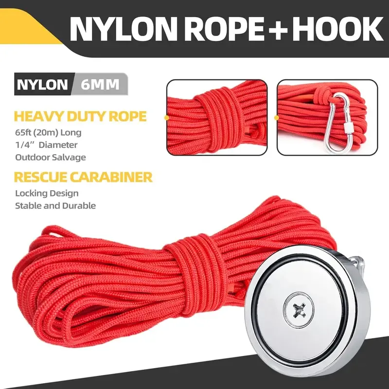 290lbs Powerful Neodymium Search Magnet with Countersunk Hole - Ultimate Recovery Tool for Metal Detecting & Salvage in Outdoor Areas