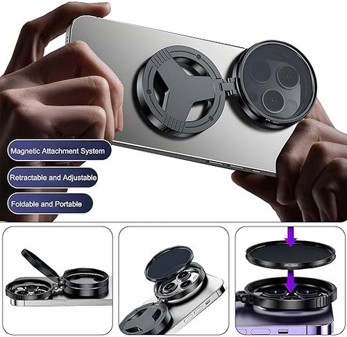52mm CPL Mobile Phone Camera Filter - Magnetic, Foldable, Extendable, Universal for Smartphones (iPhone, Samsung, Android) - Portable Photography AccessoryCompatible with all mobile phones, features a magnetic ring.