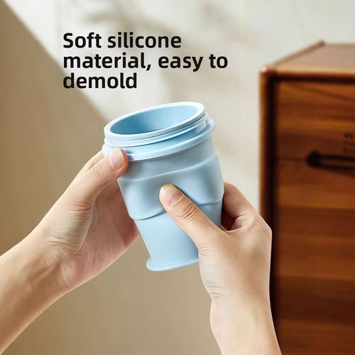 2-in-1 Foldable Silicone Ice Ball Maker Cup — Reusable, Portable Ice Ball Mold with Straw Lid, Ideal for Summer Outdoor Activities (Blue)