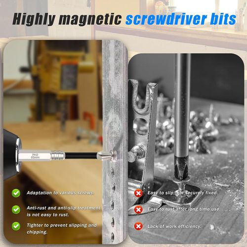 High Magnetic Screwdriver Drill Bit Set 6Pcs K5 Impact Resistant Non Slip Cross Bit Anti-Slip Magnetic Electric Screwdriver Set 25 50 65 70 90 150mm Length