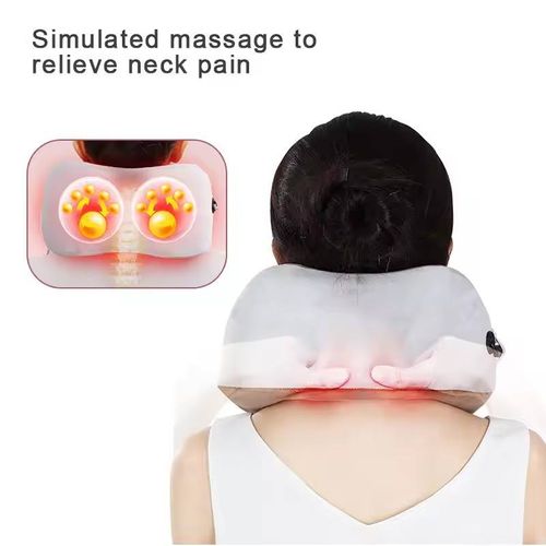 Portable Electric Neck Massager Pillow Shiatsu Shoulder Massager, Neck Tension for Pain Relief with Soothing Heat for Traveling, Home, Airplane, Office