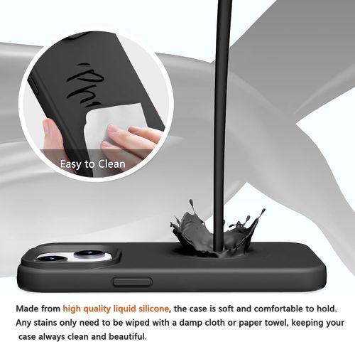 Silicone Case with Soft Microfiber Lining for iPhone 15 Pro Max (Black) (Please select your phone model before ordering)