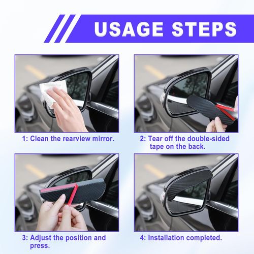 2Pcs Carbon Fiber Side Mirror Rain Visor Eyebrow, Side Mirror Rain Guards Universal for Cars, SUVs and Trucks (Black)