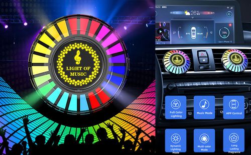 Car Air Freshener with LED Aroma Vent Clip Car Music Rhythm Atmosphere Light Auto Interior Perfume Diffuser Fragrance Accessorie