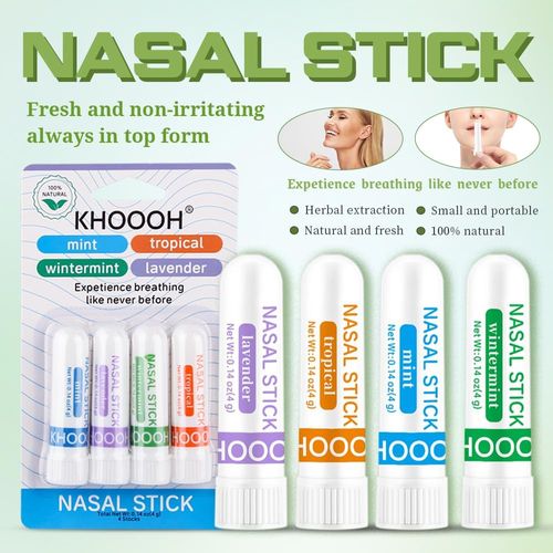 KHOOOH Nasal Stick Set with Keychain Rings - 4 Natural Scents for Easy Breathing On - The - Go
