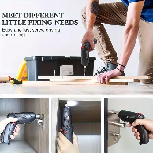 Electric Screwdriver, Cordless Screwdriver Rechargeable, Power Drill Screwdriver Set, Screw Gun with Torque Setting, 2 Position Handle with LED Light