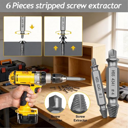 6Pcs Screw Extractor Set,Multi-Function Repair Tool Kit Tools Gadgets for Men Extractor Kit Electronics Household Home Repair