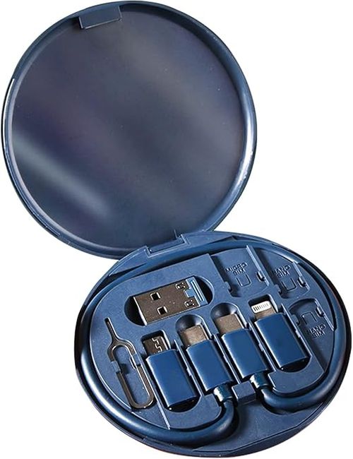 60W Multi 4-in-1 Fast Charging Data Cable Type-C USB-C Micro USB Lightning Charger Cord with Storage Box and Phone Holder