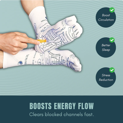 Foot massage socks for pain relief and acupressure point stimulation.