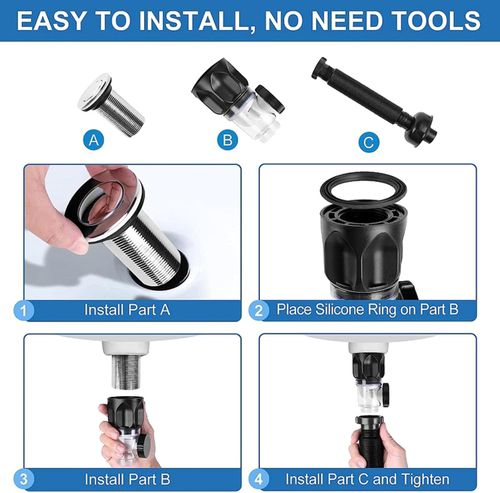 Kitchen Sink Drain Hose Basin Odor Isolation Drain Sink Wash Basin Universal Horizontal and Vertical Drain Pipes(Black)