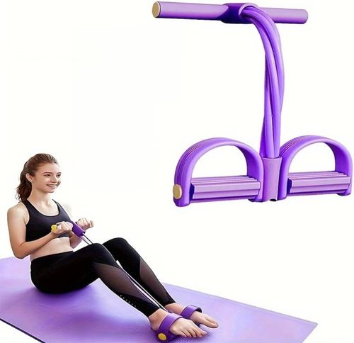 4 Tube Resistance Bands with Ergonomic Pedal Full Body Workout(Purple)