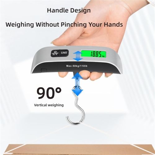 1pcs 110lb-50kg Digital LCD Display Portable Electronic Luggage Hanging Scale - Hook Balance Scale Tool for Travel