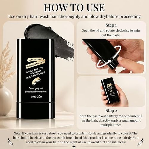 2-in-1 Hair Dye Comb Stick | Instant Dyeing, Grey Hair Concealer, Waterproof Sweatproof, Fast Root Retouching, Safe & Easy