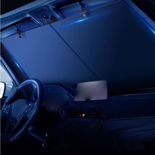 2Pcs Car Windshield Sun Shade Retractable Adjustable Truck Vans Front Window Sunshades Blocks Rays and Heat Sunshade for Vans