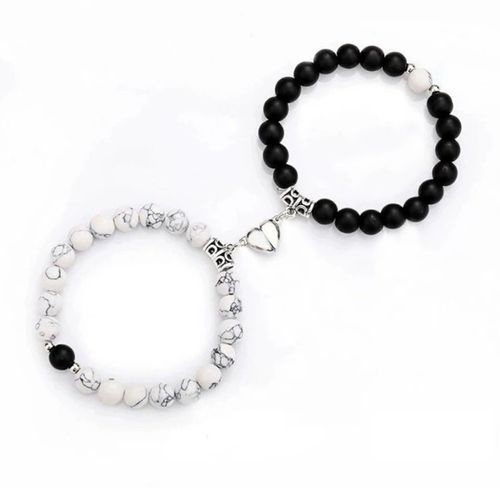 2pcs Magnetic Bracelets for Couples Natural Stone matching bracelets Long Distance Relationship Gifts His and Her Valentine's Day Gifts Boyfriends and Girlfriends Anniversary Jewelry Gifts Presents