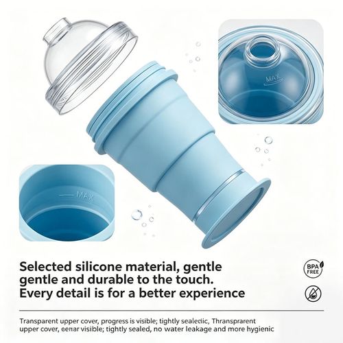 2-in-1 Foldable Silicone Ice Ball Maker Cup — Reusable, Portable Ice Ball Mold with Straw Lid, Ideal for Summer Outdoor Activities (Blue)