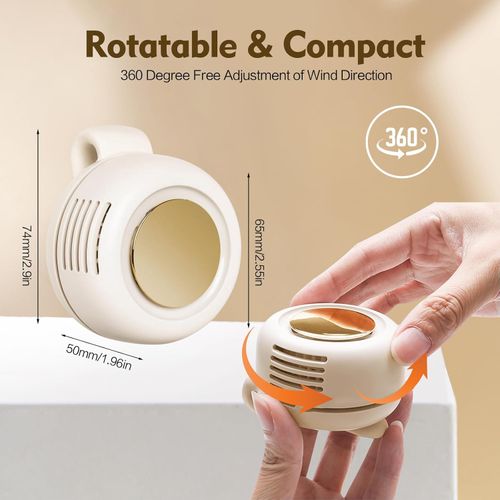 Portable Silent Mini Bladeless Electric Fan,Small fan Clip on for Shirt & Waist,2026 New Mini Bladeless Fan Clip On,Adjustable 3-Speed For Outdoor & Travel & Office, Travel Accessories, Gift (white)