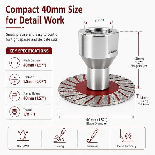1.57 Mini Diamond Saw Blade Set - Precision Cutting Discs for Stone, Granite, Marble & Tile, Multi-Purpose Diamond Blades for Angle Grinder, Professional Cutting Tool Kit (Red-3 pcs)