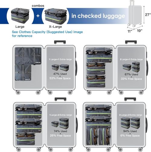 Packing Organizer for Luggage, Portable Hanging Travel Shelves, Carry-On Closet, Hanging Packing Cubes, Collapsible Carry-On Organizer for Cruises & Hotels. Dark Gray - L