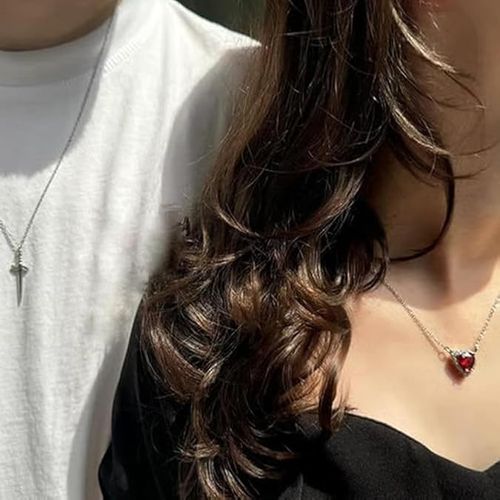 Heart and Sword Pendant Necklace Fashion Gold Sliver Color Detachable Couple Necklaces Jewelry