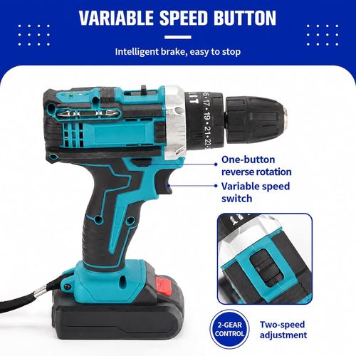21V Cordless Drill Driver Set, 2 Speed Electric Drill Kit with 25 3 2 Torque Settings, LED Light, Rechargeable Battery and Bits for Home Repair, Wood, Metal, DIY Projects(Yellow)