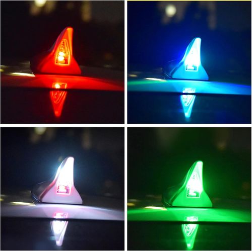 Solar Powered Car Shark Fin Antenna LED Warning Flash Strobe Tail Light