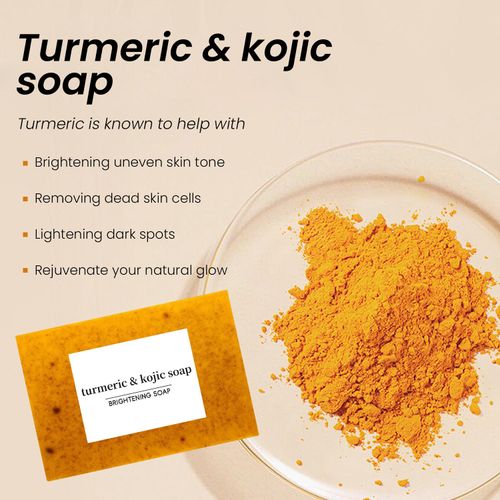 Turmeric Soap Bar, Organic Turmeric Soap for Dark Spots & Acne, for Hyperpigmentation, Smooth Skin, All Natural Turmeric Soap Bar, Deep Cleansing Turmeric Soap(Foaming net included)