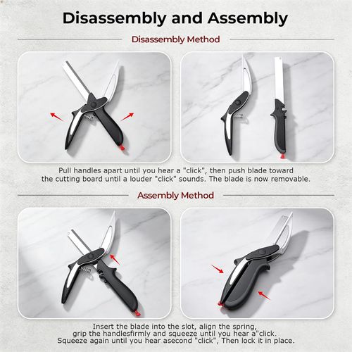 2 in 1 Kitchen Scissors for Food, Cutting Board Scissors with Safety Lock
